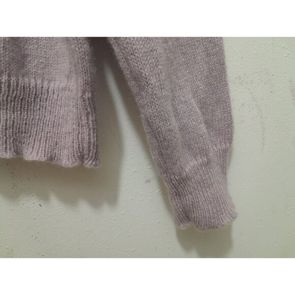 Vtg Gallagher Womens Shetland Wool Cable Knit Soft Size XL Cardigan Lavender - Picture 6 of 8